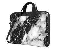 Mexpekil Borsa per laptop per donne e uomini, custodia portatile per laptop con tracolla per computer portatile borsa messenger, Marmo bianco e nero., 15.6 Inch