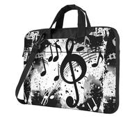 Mexpekil Borsa per laptop per donne e uomini, custodia portatile per laptop con tracolla per computer portatile borsa messenger, Note musicali nere, 15.6 Inch