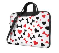 Mexpekil Borsa per laptop per donne e uomini, custodia portatile per laptop con tracolla per computer portatile borsa messenger, Ossa di cane cuori, 15.6 Inch