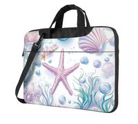 Mexpekil Borsa per laptop per donne e uomini, custodia portatile per laptop con tracolla per computer portatile borsa messenger, Conchiglie di stelle marine alghe, 15.6 Inch