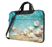 Mexpekil Borsa per laptop per donne e uomini, custodia portatile per laptop con tracolla per computer portatile borsa messenger, Stelle marine conchiglie Mare, 14 Inch