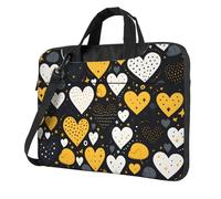 Mexpekil Borsa per laptop per donne e uomini, custodia portatile per laptop con tracolla per computer portatile borsa messenger, San Valentino Cuore Giallo, 13 Inch