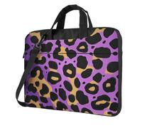 Mexpekil Borsa per laptop per donne e uomini, custodia portatile per laptop con tracolla per computer portatile borsa messenger, Pelle Di Leopardo Giallo Viola, 15.6 Inch