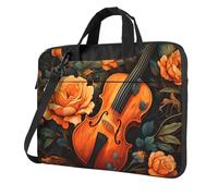 Mexpekil Borsa per laptop per donne e uomini, custodia portatile per laptop con tracolla per computer portatile borsa messenger, Fiore di violino, 15.6 Inch