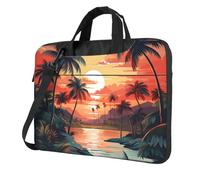 Mexpekil Borsa per laptop per donne e uomini, custodia portatile per laptop con tracolla per computer portatile borsa messenger, Palme del fiume al tramonto, 13 Inch