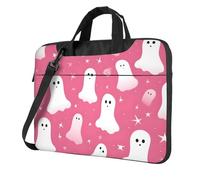Mexpekil Borsa per laptop per donne e uomini, custodia portatile per laptop con tracolla per computer portatile borsa messenger, Fantasma rosa carino, 13 Inch