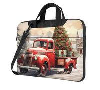 Mexpekil Borsa per laptop per donne e uomini, custodia portatile per laptop con tracolla per computer portatile borsa messenger, Albero di Natale Camion Rosso, 15.6 Inch