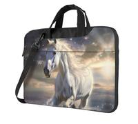 Mexpekil Borsa per laptop per donne e uomini, custodia portatile per laptop con tracolla per computer portatile borsa messenger, Cavallo bianco, 13 Inch