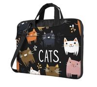 Mexpekil Borsa per laptop per donne e uomini, custodia portatile per laptop con tracolla per computer portatile borsa messenger, Gatti colorati Ossa di Pesce, 14 Inch