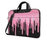 Mexpekil Borsa per laptop per donne e uomini, custodia portatile per laptop con tracolla per computer portatile borsa messenger, Flusso Glitter Rosa, 14 Inch