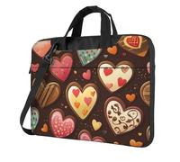 Mexpekil Borsa per laptop per donne e uomini, custodia portatile per laptop con tracolla per computer portatile borsa messenger, Cuore di cioccolato, 13 Inch