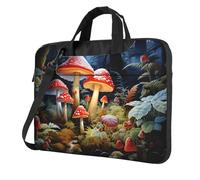 Mexpekil Borsa per laptop per donne e uomini, custodia portatile per laptop con tracolla per computer portatile borsa messenger, Foresta di funghi rossi, 15.6 Inch