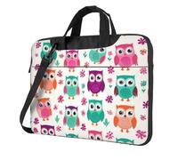 Mexpekil Borsa per laptop per donne e uomini, custodia portatile per laptop con tracolla per computer portatile borsa messenger, Gufi Colore Brillante, 13 Inch