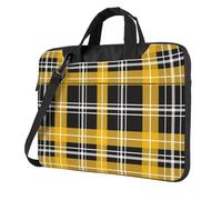 Mexpekil Borsa per laptop per donne e uomini, custodia portatile per laptop con tracolla per computer portatile borsa messenger, Plaid Giallo Nero, 13 Inch
