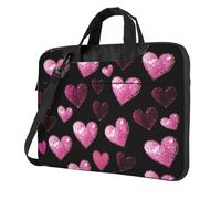 Mexpekil Borsa per laptop per donne e uomini, custodia portatile per laptop con tracolla per computer portatile borsa messenger, Cuore Rosa Nero, 14 Inch