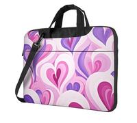 Mexpekil Borsa per laptop per donne e uomini, custodia portatile per laptop con tracolla per computer portatile borsa messenger, Cuore Rosa Viola, 15.6 Inch