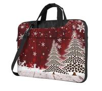 Mexpekil Borsa per laptop per donne e uomini, custodia portatile per laptop con tracolla per computer portatile borsa messenger, Albero di Natale in legno con neve, 13 Inch