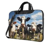 Mexpekil Borsa per laptop per donne e uomini, custodia portatile per laptop con tracolla per computer portatile borsa messenger, Pianta Mucca Divertente, 13 Inch