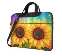 Mexpekil Borsa per laptop per donne e uomini, custodia portatile per laptop con tracolla per computer portatile borsa messenger, Girasoli Glitter Arcobaleno, 15.6 Inch