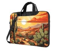 Mexpekil Borsa per laptop per donne e uomini, custodia portatile per laptop con tracolla per computer portatile borsa messenger, Tramonto del cactus nel deserto, 14 Inch