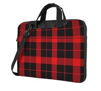 Mexpekil Borsa per laptop per donne e uomini, custodia portatile per laptop con tracolla per computer portatile borsa messenger, Plaid rosso e nero., 15.6 Inch