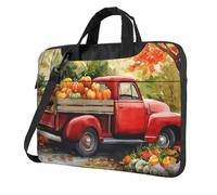 Mexpekil Borsa per laptop per donne e uomini, custodia portatile per laptop con tracolla per computer portatile borsa messenger, Zucche di raccolta del camion rosso, 14 Inch