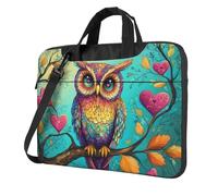 Mexpekil Borsa per laptop per donne e uomini, custodia portatile per laptop con tracolla per computer portatile borsa messenger, Colorful Owl Cuore Albero Ramo, 13 Inch