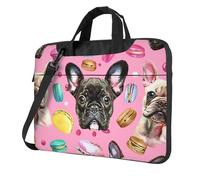Mexpekil Borsa per laptop per donne e uomini, custodia portatile per laptop con tracolla per computer portatile borsa messenger, Macaron Bulldog francese, 13 Inch