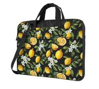 Mexpekil Borsa per laptop per donne e uomini, custodia portatile per laptop con tracolla per computer portatile borsa messenger, Pianta di limone nero, 15.6 Inch