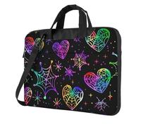 Mexpekil Borsa per laptop per donne e uomini, custodia portatile per laptop con tracolla per computer portatile borsa messenger, Ragnatela Neon Cuore, 15.6 Inch
