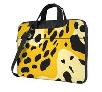 Mexpekil Borsa per laptop per donne e uomini, custodia portatile per laptop con tracolla per computer portatile borsa messenger, Stampa leopardata gialla., 15.6 Inch