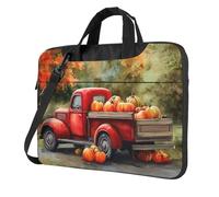 Mexpekil Borsa per laptop per donne e uomini, custodia portatile per laptop con tracolla per computer portatile borsa messenger, Red Truck Harvest Pumpkins Paesaggio, 15.6 Inch