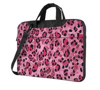 Mexpekil Borsa per laptop per donne e uomini, custodia portatile per laptop con tracolla per computer portatile borsa messenger, Stampa leopardata glitter rosa, 13 Inch
