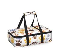 Mexpekil Borsa termica per casseruole con stampa di zampe di cane e gatto, per cibo caldo o freddo, impermeabile, borsa per il pranzo