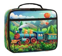 Mexpekil Borsa termica per il pranzo a forma di treno a vapore nella foresta, per bambini, a prova di perdite, per scuola e lavoro
