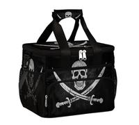 Mexpekil Borsa termica per il pranzo a prova di perdite, riutilizzabile, con teschio pirata Jolly Roger, picnic, grunge, scheletro, borsa termica per donne e uomini, lavoro, campeggio, spiaggia