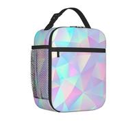 Mexpekil Borsa termica per il pranzo a triangolo rosa neon per donne e uomini, borsa termica portatile da picnic con tasca laterale in rete per adulti lunchbox per lavoro