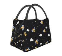 Mexpekil Borsa termica per il pranzo con api dei cartoni animati che volano per le donne borsa termica per adulti borsa termica per picnic di grande capacità borsa termica per il pranzo borsa per il