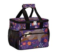 Mexpekil Borsa termica per il pranzo con bradipo sul ramo viola, riutilizzabile, per donne, uomini, adulti, grande, riutilizzabile, per lavoro, picnic, attività all'aperto