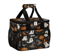 Mexpekil Borsa termica per il pranzo con cappello di zucca, pipistrello, riutilizzabile, isolata, per donne, uomini, adulti, grande, riutilizzabile, per lavoro, picnic, attività all'aperto