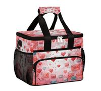 Mexpekil Borsa termica per il pranzo con cuore e lettera di San Valentino, riutilizzabile, per donne, uomini, adulti, borsa termica per il pranzo, grande, riutilizzabile, per lavoro, picnic, attività