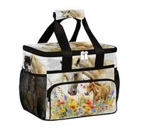 Mexpekil Borsa termica per il pranzo con fiori di cavallo, riutilizzabile, per donne, uomini, adulti, grande, riutilizzabile, borsa per il pranzo, per lavoro, picnic, attività all'aperto