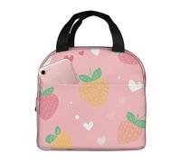 Mexpekil Borsa termica per il pranzo con fragole carine per le donne borsa termica per adulti borsa termica da picnic riutilizzabile borsa per il pranzo borsa per il lavoro