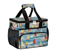 Mexpekil Borsa termica per il pranzo con motivo a barca a vela, riutilizzabile, per donne, uomini, adulti, grande, riutilizzabile, per lavoro, picnic, attività all'aperto