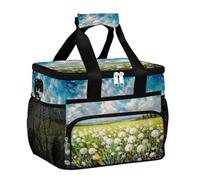 Mexpekil Borsa termica per il pranzo con motivo floreale e cielo, riutilizzabile, per donne, uomini, adulti, grande, riutilizzabile, per lavoro, picnic, attività all'aperto