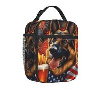 Mexpekil Borsa termica per il pranzo con pastore tedesco, per donne e uomini, borsa termica portatile da picnic con tasca laterale in rete per adulti, per il lavoro