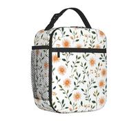 Mexpekil Borsa termica per il pranzo con piccoli rami di margherita per donne e uomini, borsa termica portatile da picnic con tasca laterale in rete per adulti lunchbox per lavoro