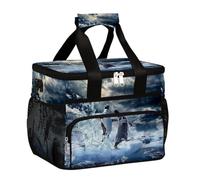 Mexpekil Borsa termica per il pranzo con pinguino, riutilizzabile, isolata, per donne, uomini, adulti, grande, riutilizzabile, per lavoro, picnic, attività all'aperto