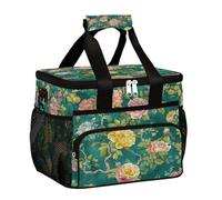 Mexpekil Borsa termica per il pranzo con ramo di fiori color foglia di tè, riutilizzabile, per donne, uomini, adulti, grande, riutilizzabile, borsa per il pranzo, per lavoro, picnic, attività