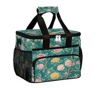 Mexpekil Borsa termica per il pranzo con ramo floreale turchese, riutilizzabile, per donne, uomini, adulti, grande, riutilizzabile, borsa termica per il pranzo, per lavoro, picnic, attività all'aperto